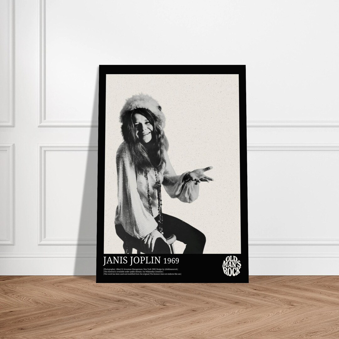 Janis Joplin 1969 Poster, 60s Musician Portrait, Rock Fan Art, 60s ...