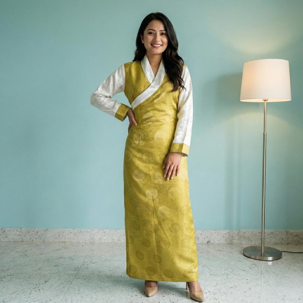 chinese dress ladies Shop Bhutanese Kira dress for women only at Folk Bazar