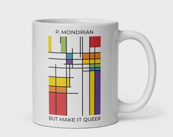 Queer Mondrian Mug – LGBTQ+ Pride Abstract Color Block Design Coffee Cup