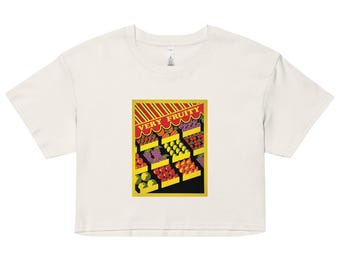 Very Fruity Crop Top - Queer Campy Vintage Fruit Stand Tee