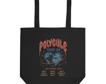 Polycule Tour Eco Tote Bag - Vintage Rock Band Style ENM Carryall