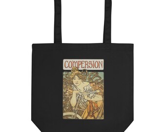 Vintage Compersion Eco Tote Bag – Art Nouveau Polyamory Design for Ethical Non-Monogamy