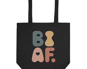 BI AF Bisexual Pride Eco Tote Bag – Retro LGBTQ+ Cotton Carryall