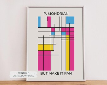Pan Mondrian Style Printable Poster – Pansexual Pride LGBTQ+ Wall Art