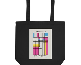 Pan Mondrian Eco Tote Bag - Abstract Pansexual Pride Flag Carryall
