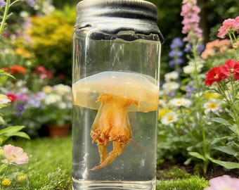 Red Moon Qualle, nasse Probe, echte Qualle Probe, 1,57 * 3,93 in Glasflasche mit Qualle, Geschenk für Meeresbegeisterte