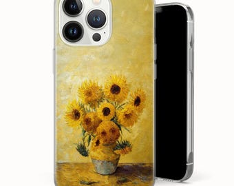 Sunflowers Phone Case, Van Gogh Art Cover for iPhone 17 Pro Max Air 16 15 Plus 14 13 12 Samsung S25 Ultra S24 FE S23 A56 A16 Pixel 10 9A 8A