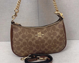 2006 Coach Chocolate Brown Signature Canvas Crescent Bag Coach