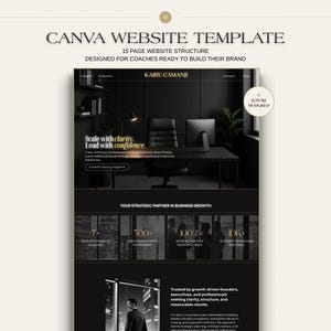 Black Gold Canva Website Template for Executive and High Ticket Male Coaches Luxury Designed