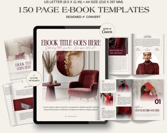Modèle d'ebook rouge bordeaux Canva pour les entraîneurs de haut niveau, classeur de 150 pages pour entraîneurs