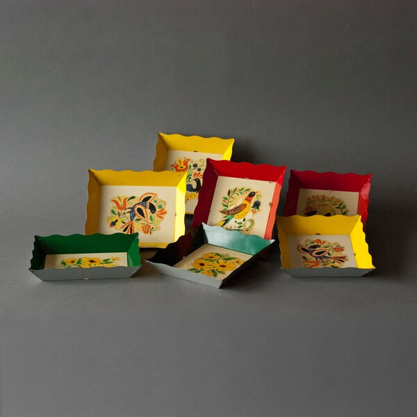 Vintage Colorful Metal Trays