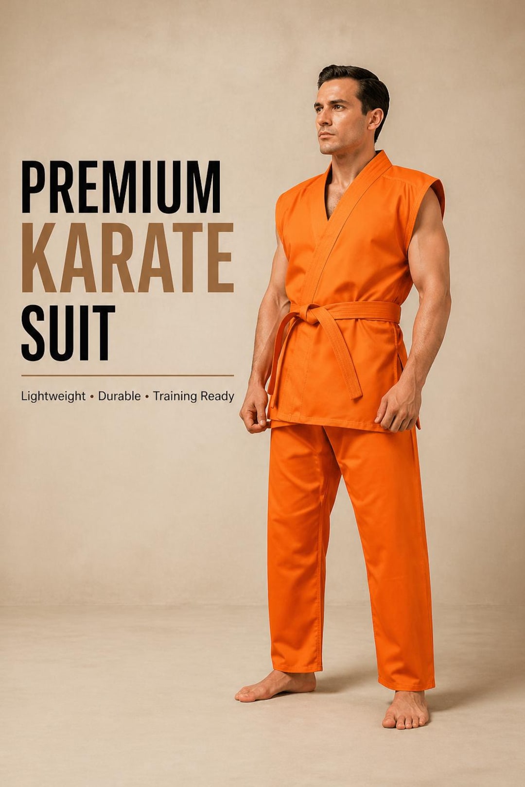 Karate Robe Orange Orange Sleeveless Karate Gi Suit | Lightweight Martial Arts Training ...