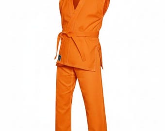 Ärmellose Orange Martial Arts Uniform | Karate-Training-Gi | Leichter Kinder & Erwachsene Anzug