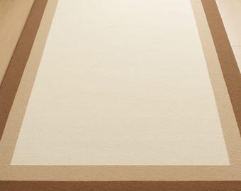 Handgetufteter 150x250 Wollteppich, Beige Beige Beige Design