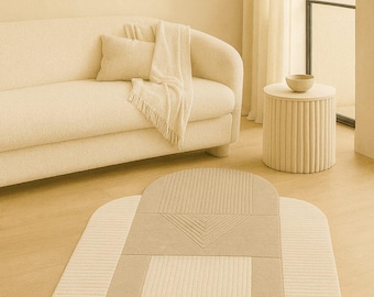 Handmade Hand-Tufted Wool Area Rug Neutral Beige Ivory