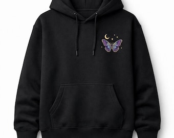 Hoodie met geborduurde hemelse vlinder | Oversized sweater Gold Moon Phase