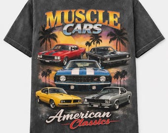 Vintage Muscle Car grafisch T-shirt, retro American Classics streetwear-top