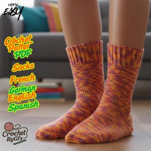Easy Crochet Socks Pattern PDF | Beginner winter Crochet Socks | Cozy Winter Socks | English German French Spanish