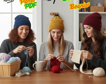 Slouchy Beanie Crochet Pattern PDF, Easy Crochet Hat Tutorial, Beginner Beanie Pattern, Cozy Slouchy Hat, Instant Download