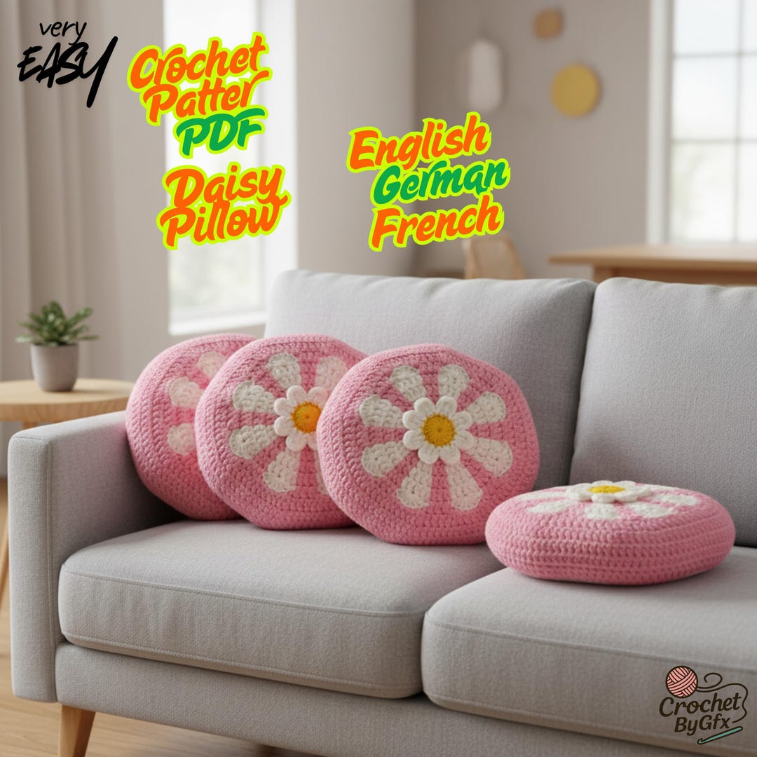 Daisy Pillow Crochet Pattern PDF | Easy Flower Cushion Pattern ...