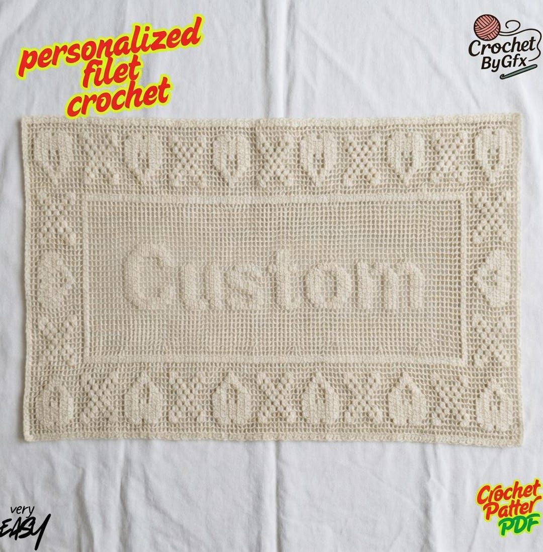 Personalized Filet Crochet Pattern PDF, Custom Name Lace Runner ...