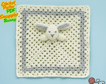 Snuggle Bunny Lovey Crochet Pattern, Easy Granny Square Comforter (PDF Pattern)