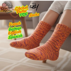 Easy Crochet Socks Pattern PDF | Beginner winter Crochet Socks | Cozy Winter Socks | English German French Spanish