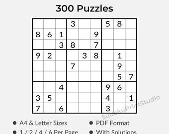 300 grilles de sudoku imprimables 9 x 9 : 100 faciles, 100 moyennes, 100 difficiles + solutions (A4 et lettre PDF)