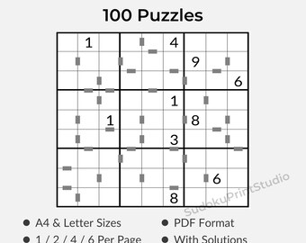 100 Printable 9x9 Consecutive Sudoku Puzzles | Easy to Hard | A4 & Letter PDF with Solutions