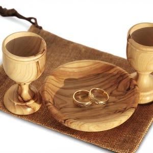 Olive Wood Communion Set for Two | Holy Land Wedding Gift.