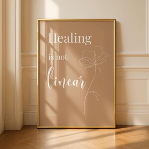 Healing Is Not Linear Printable Wall Art, Therapy Office Decor, Minimal print ( Digital Download )