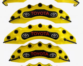 Yellow Brake Caliper Covers 4X For Toyota Corolla Camry Auris Avensis RAV4 Supra – Universal Front & Rear Kit NEW