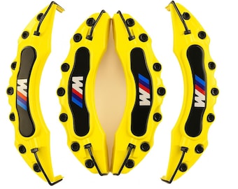 Brake Caliper Covers Yellow fit for BMW M Power – 4 PCS Universal Fit Front & Rear Set – Upgrade Styling Accessory