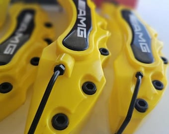 Brake Caliper Covers Yellow 4PCS – Fits Mercedes AMG A - C - E - S Class Cls Cla Gla Glc Gle Glb Glk Slk Sl – Universal Front & Rear Set