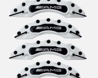 Brake Caliper Covers White 4PCS – Fits Mercedes AMG A - C - E - S Class Cls Cla Gla Glc Gle Glb Glk Slk Sl – Universal Front & Rear Set