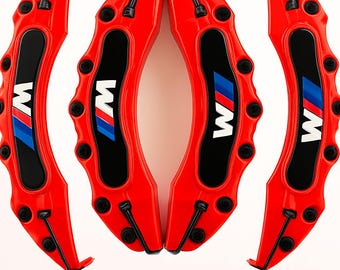 Brake Caliper Covers Red fit for BMW M Power – 4 PCS Universal Fit Front & Rear Set – Upgrade Styling Accessory