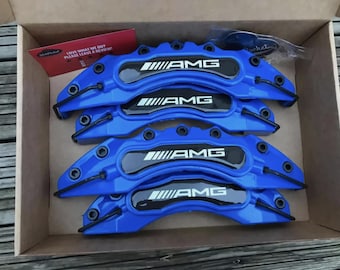 Brake Caliper Covers Blue 4PCS – Fits Mercedes AMG A - C - E - S Class Cls Cla Gla Glc Gle Glb Glk Slk Sl – Universal Front & Rear Set