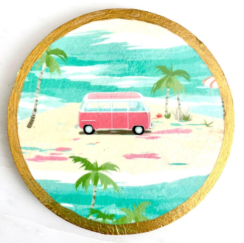 Handmade Decoupage Beachy Set of Four Coasters For Your Coastal Decor Bild 3