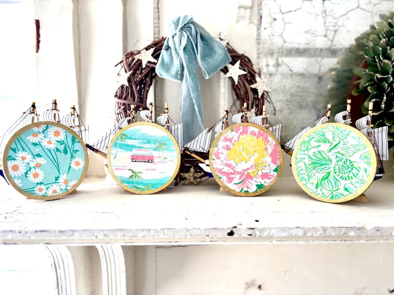 Handmade Decoupage Beachy Set of Four Coasters For Your Coastal Decor Bild 2