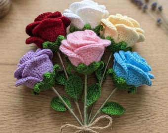 Crochet Rose Bouquet Pattern PDF | Amigurumi Flower Pattern | Bridal Bouquet Crochet | DIY Gift Idea | Home Decor | Pink Red White Roses