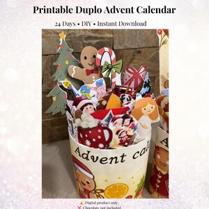Printable Advent Calendar Duplo, Christmas Candy Wrapper, Holiday Countdown Gift, DIY Christmas Chocolate Labels, Instant Download PDF