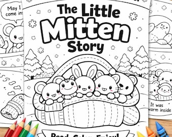 The Little Mitten Story Coloring Book for Kids | Winter Tale Coloring Pages | Printable Story Coloring PDF| Preschool &Kindergarten Activity