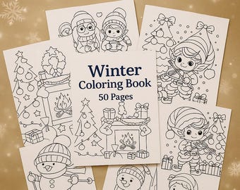 Cute Winter Animals Coloring Pages | Kawaii Cat Bunny Penguin PDF for Kids