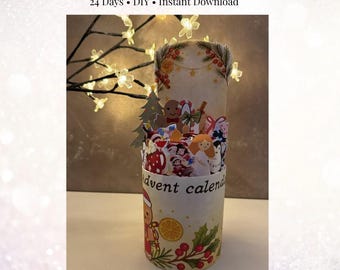 Printable Advent Calendar for Kids, 24 Candy Wrappers for Duplo, DIY Chocolate Advent, Instant Download, Mini Duplo Advent Calendar
