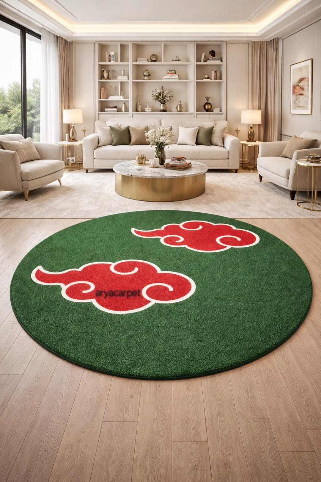 Akatsuki Cloud Area Rug: Green Anime Carpet, Non-slip Floor Mat - Etsy