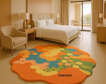Abstract Blob Rug | Vibrant Organic Shape Carpet, Modern Decor