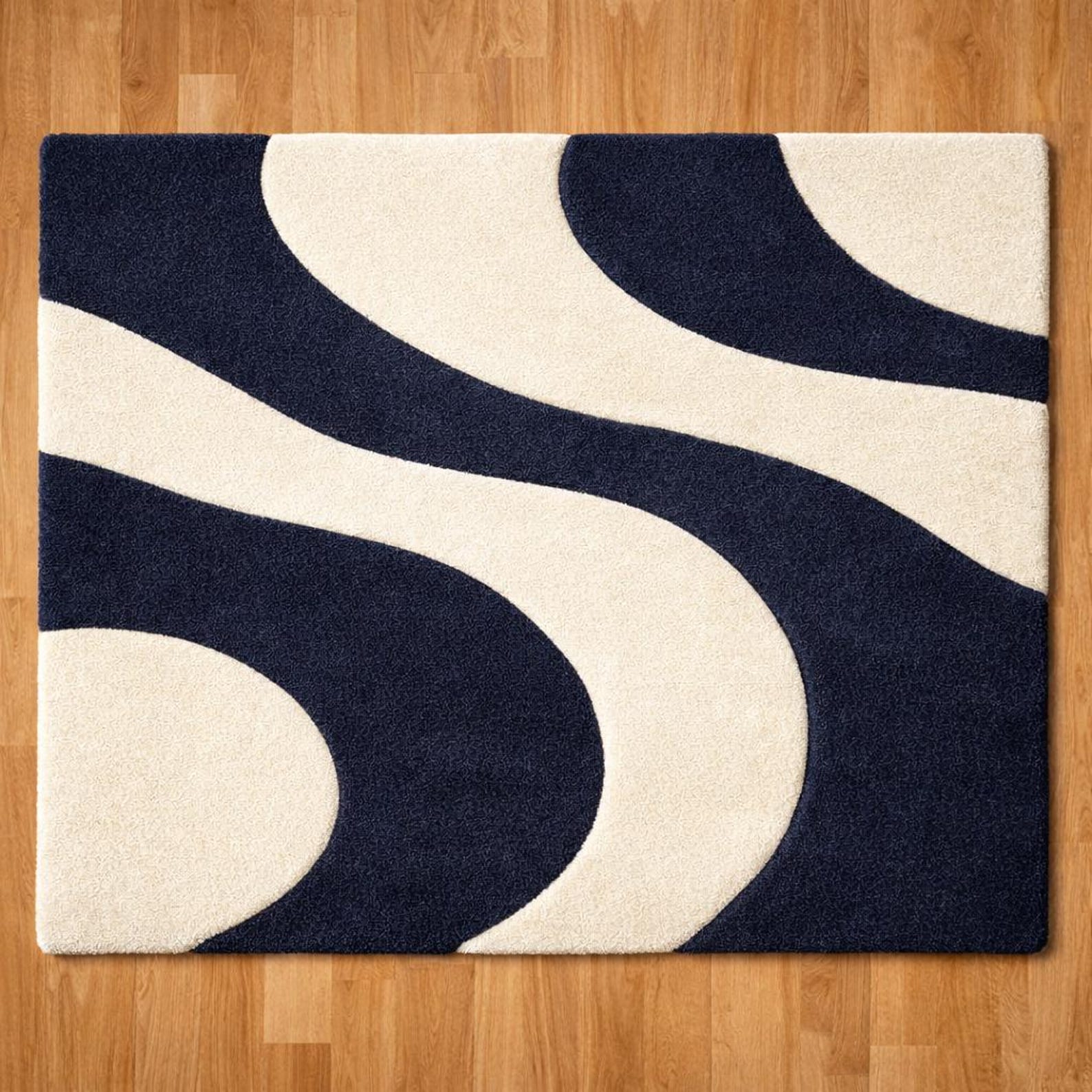 Luxury Blue & Ivory Curved Pattern Area Rug | Modern Wedding Hall ...