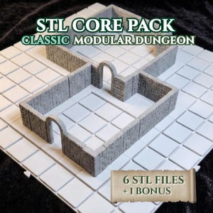 STL Core Pack – Classic Dungeon Builder (6 STL Files + 1 Bonus) | Modular 3D Terrain for Tabletop RPGs