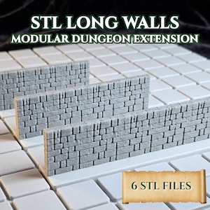 STL Long Walls Pack – Centered Walls & Edge Walls Versions (6 STL Files) | Modular 3D Terrain for Tabletop RPGs