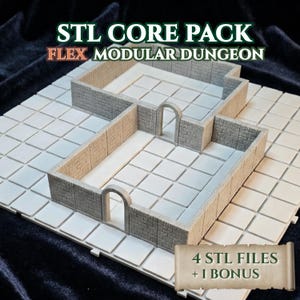 STL Core Pack – Flex Dungeon Builder (4 STL Files + 1 Bonus) | Modular 3D Terrain for Tabletop RPGs